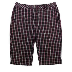Annika Cutter & Buck Black Plaid Bermuda Golf Shorts Size 8